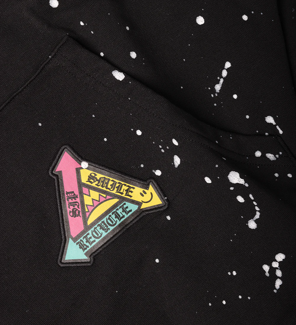 Black Paint Splatter Cotton Hoodie - Image 3